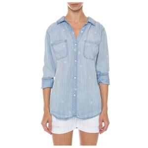 Rails Carter Chambray Shirt Blue Vintage Star Button Front Long Sleeve‎ Sz S